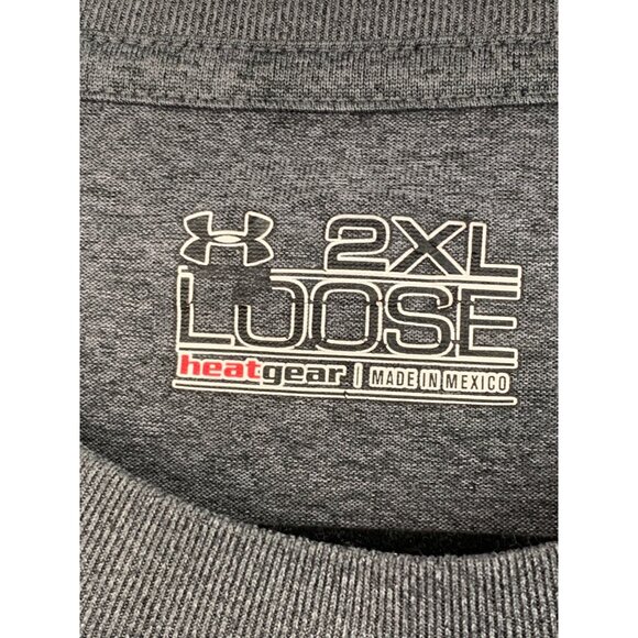 Under Armour Loose 2XL crew neck T-Shirt HeatGear Heather Black GUC 7849 - Picture 3 of 7